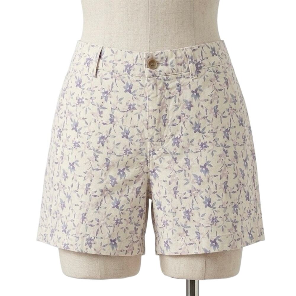 Jachs Girlfriend Floral Shorts Large L White Flower Summer High Rise Chino